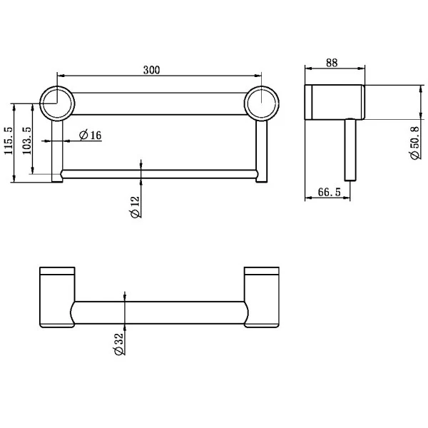 Nero Mecca Care 32mm Grab Rail With Towel Holder 300mm | Gun Metal | - Image 3