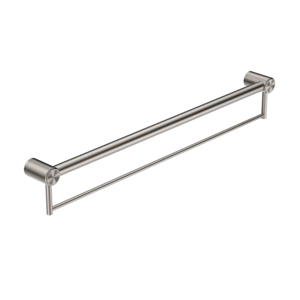 Nero Mecca Care 32mm Grab Rail With Towel Holder 900mm | Brushed Nickel |