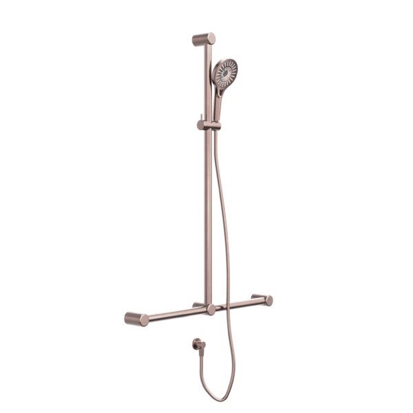 Nero Mecca Care 32mm T Bar Grab Rail And Adjustable Shower Rail Set 1100x750mm | Brushed Bronze |