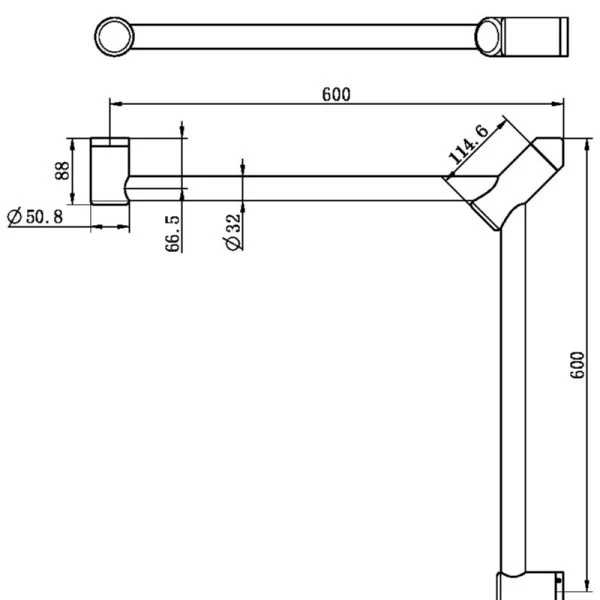 Nero Mecca Care 32mm Wrap Around Corner Grab Rail 600x600mm | Brushed Nickel | - Image 3