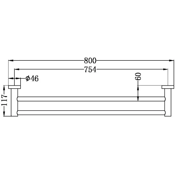 Nero Mecca Double Towel Rail 800mm | Brushed Bronze | - Image 2