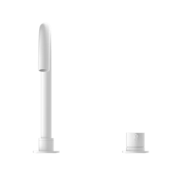 Nero Mecca Hob Basin Mixer and Spout (Round Spout) | Matte White | - Image 3