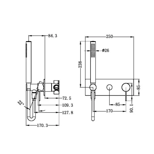 Nero Mecca Shower Mixer Diverter System | Brushed Bronze | - Image 3