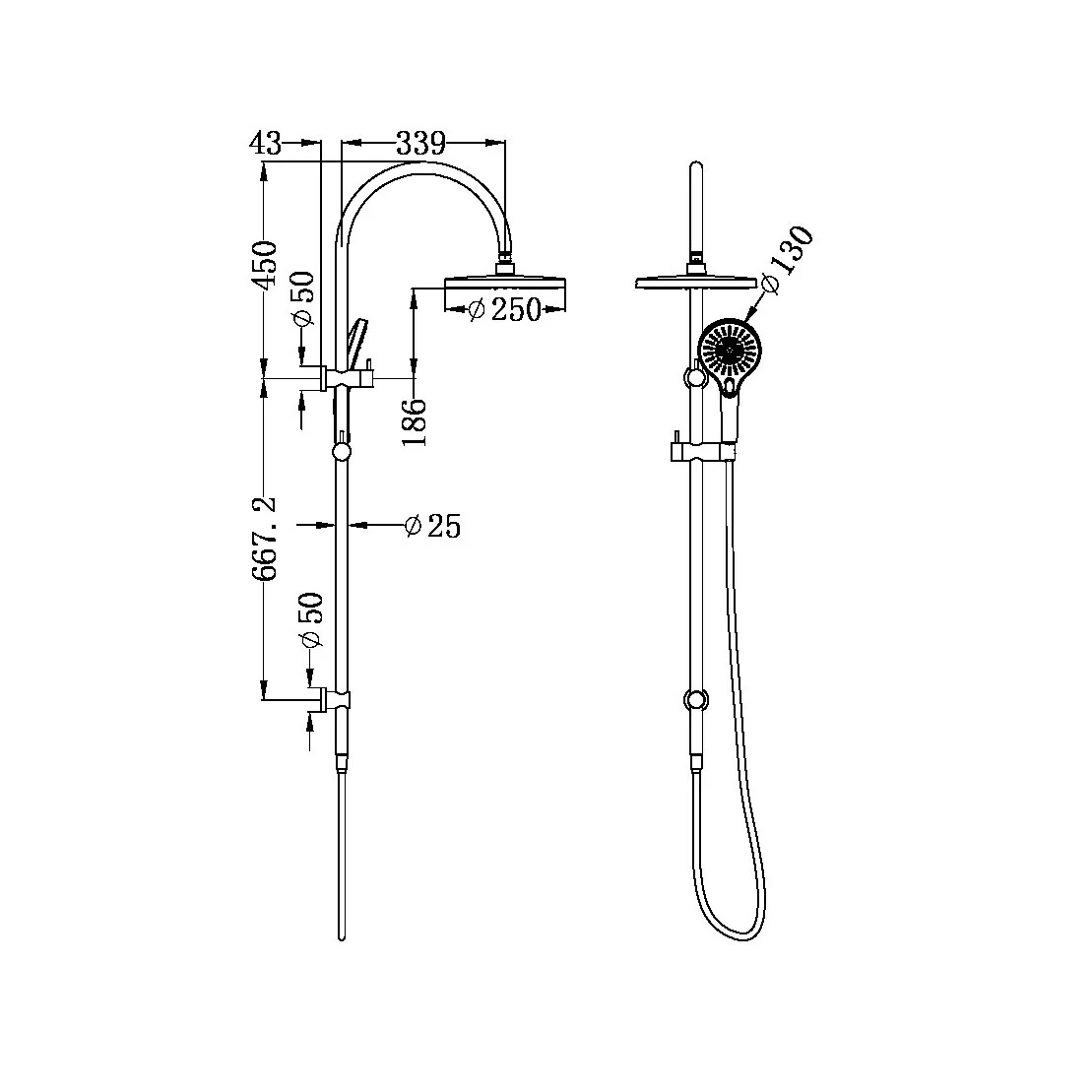 Nero Mecca Twin Shower with Opal Shower | Brushed Bronze | - Image 4