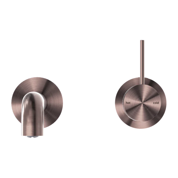 Nero Mecca Wall Basin Mixer Handle Up (Separate Back Plate) | Brushed Bronze | - Image 2