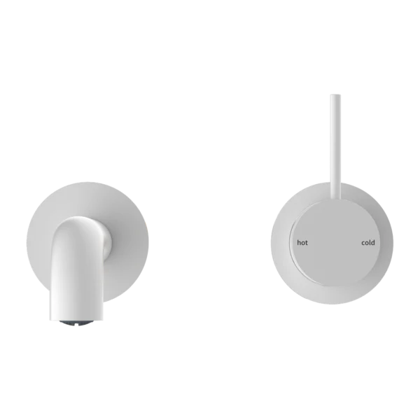 Nero Mecca Wall Basin Mixer Handle Up (Separate Back Plate) | Matte White | - Image 2