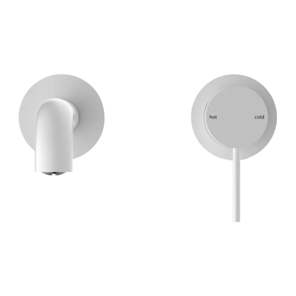 Nero Mecca Wall Basin Mixer (Separate Back Plate) | Matte White | - Image 2