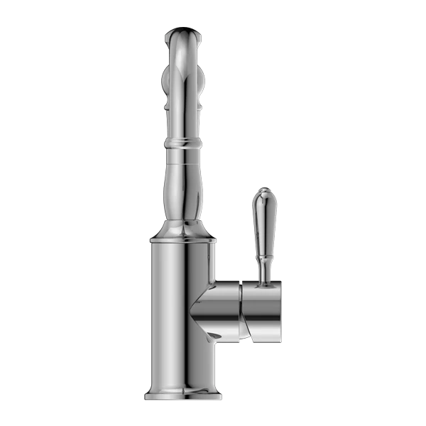 Nero York Basin Mixer Hook Spout With Metal Lever | Chrome | - Image 3