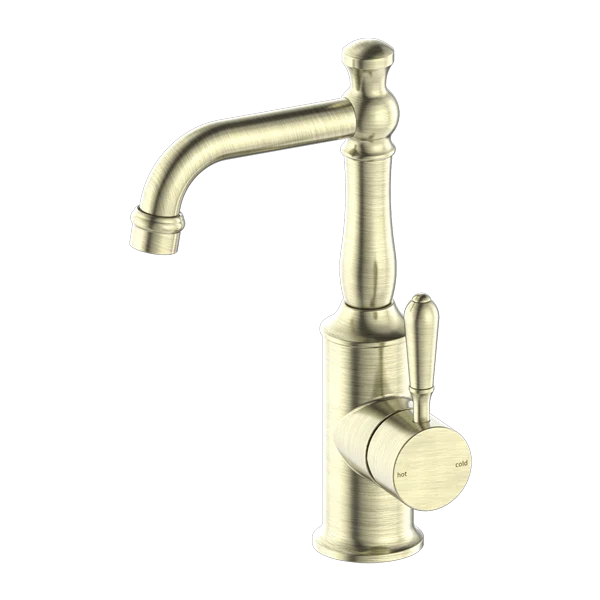 Nero York Basin Mixer With Metal Lever | Aged Brass |