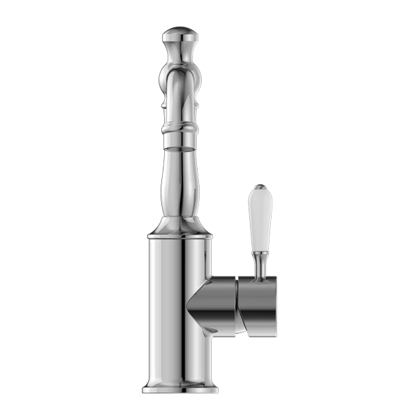 Nero York Basin Mixer With White Porcelain Lever | Chrome | - Image 3