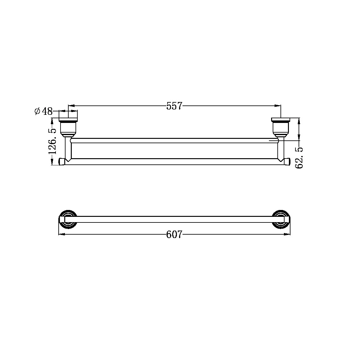 Nero York Double Towel Rail 600mm | Chrome | - Image 4
