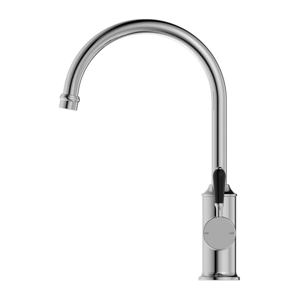 Nero York Kitchen Mixer Goosneck Spout With Black Porcelain Lever | Chrome | - Image 2