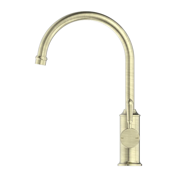 Nero York Kitchen Mixer Goosneck Spout With Metal Lever | Aged Brass |