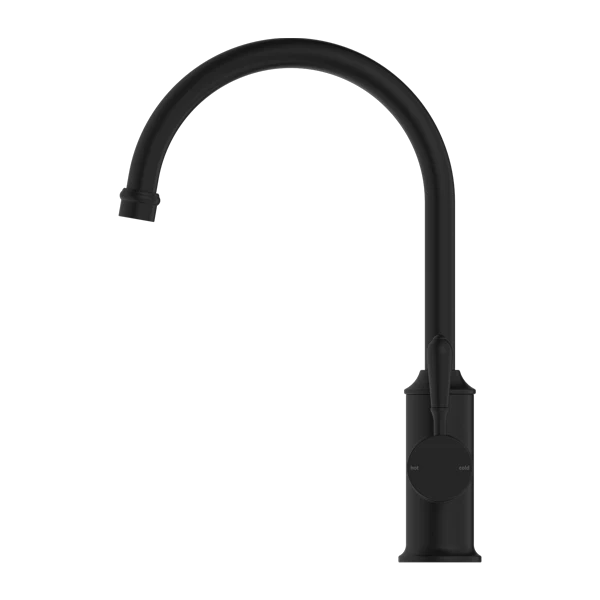 Nero York Kitchen Mixer Goosneck Spout With Metal Lever | Matte Black | - Image 2