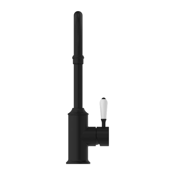 Nero York Kitchen Mixer Goosneck Spout With White Porcelain Lever | Matte Black | - Image 3