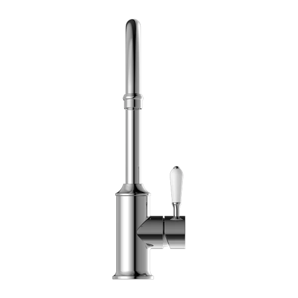 Nero York Kitchen Mixer Goosneck With White Porcelain Lever | Chrome | - Image 3