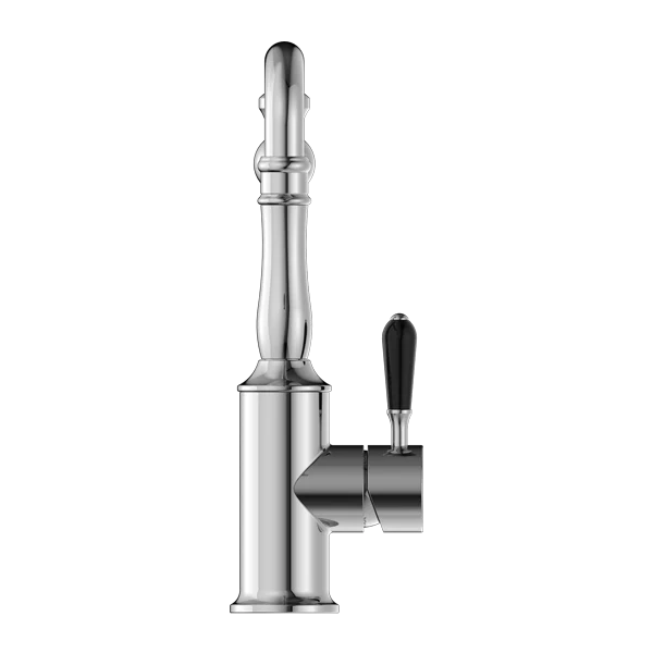 Nero York Kitchen Mixer Hook Spout With Black Porcelain Lever | Chrome | - Image 3