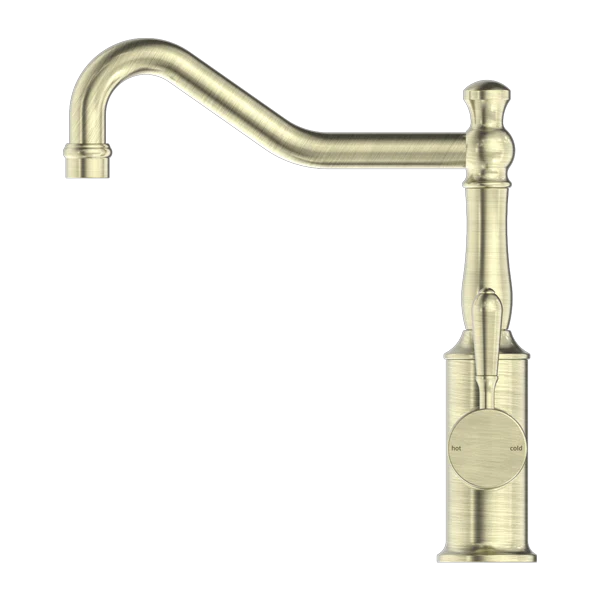 Nero York Kitchen Mixer Hook Spout With Metal Lever | Aged Brass | - Image 2