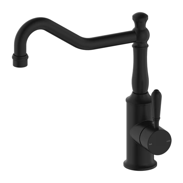 Nero York Kitchen Mixer Hook Spout With Metal Lever | Matte Black |