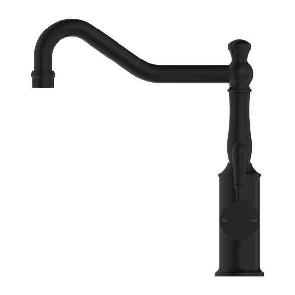 Nero York Kitchen Mixer Hook Spout With Metal Lever | Matte Black | - Image 2