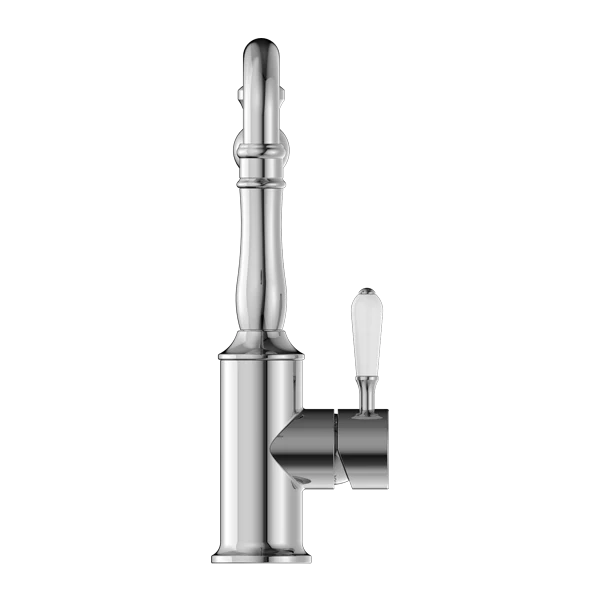 Nero York Kitchen Mixer Hook Spout With White Porcelain Lever | Chrome | - Image 3