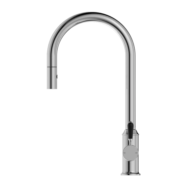 Nero York Pull Out Sink Mixer With Vegie Spray Function With Black Porcelain Lever | Chrome | - Image 2