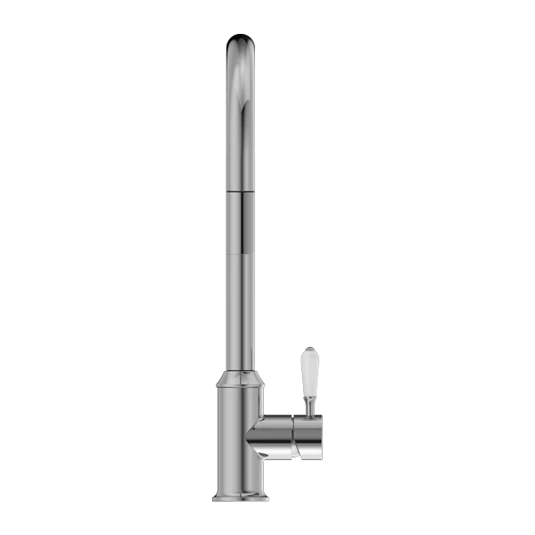 Nero York Pull Out Sink Mixer With Vegie Spray Function With White Porcelain Lever | Chrome | - Image 3