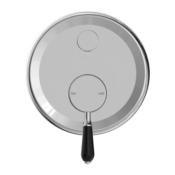 Nero York Shower Mixer With Diverter With Black Porcelain Lever | Chrome | - Image 3