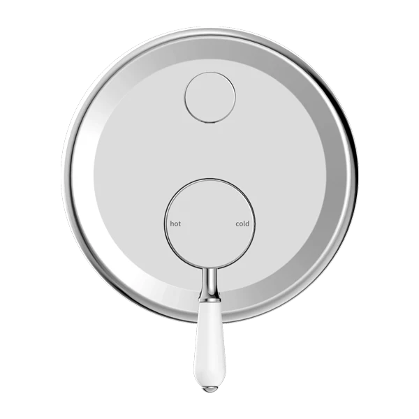 Nero York Shower Mixer With Diverter With White Porcelain Lever | Chrome | - Image 3