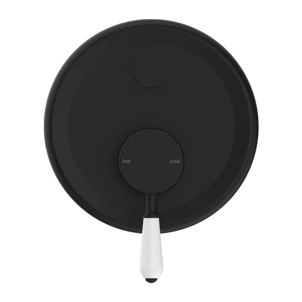 Nero York Shower Mixer With Diverter With White Porcelain Lever | Matte Black | - Image 2