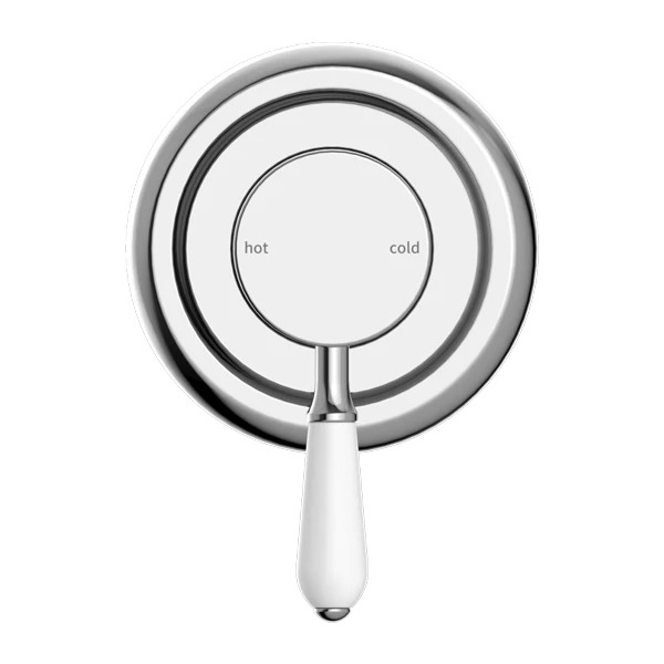 Nero York Shower Mixer With White Porcelain Lever | Chrome | - Image 3