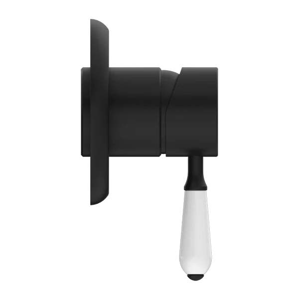 Nero York Shower Mixer With White Porcelain Lever | Matte Black | - Image 2