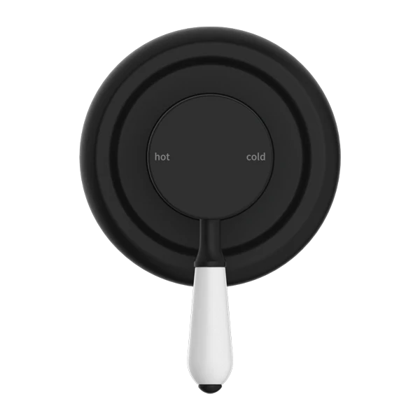 Nero York Shower Mixer With White Porcelain Lever | Matte Black | - Image 3