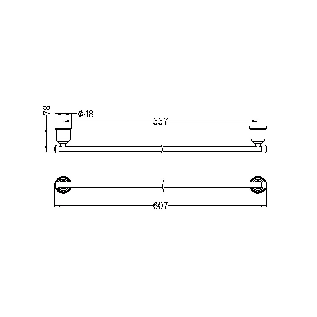 Nero York Single Towel Rail 600mm | Chrome | - Image 4