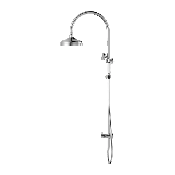 Nero York Twin Shower With White Porcelain Hand Shower | Chrome | - Image 2