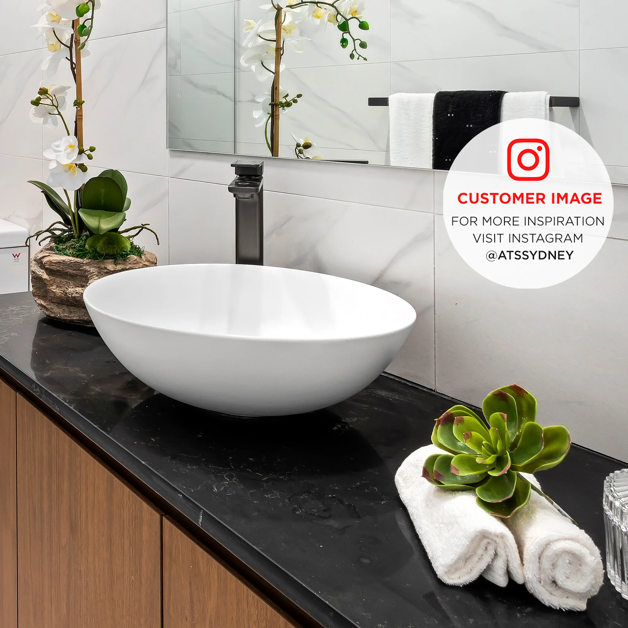 Oasis Slim MK2 Round 400mm Above-Counter Basin, Matte White - Image 2