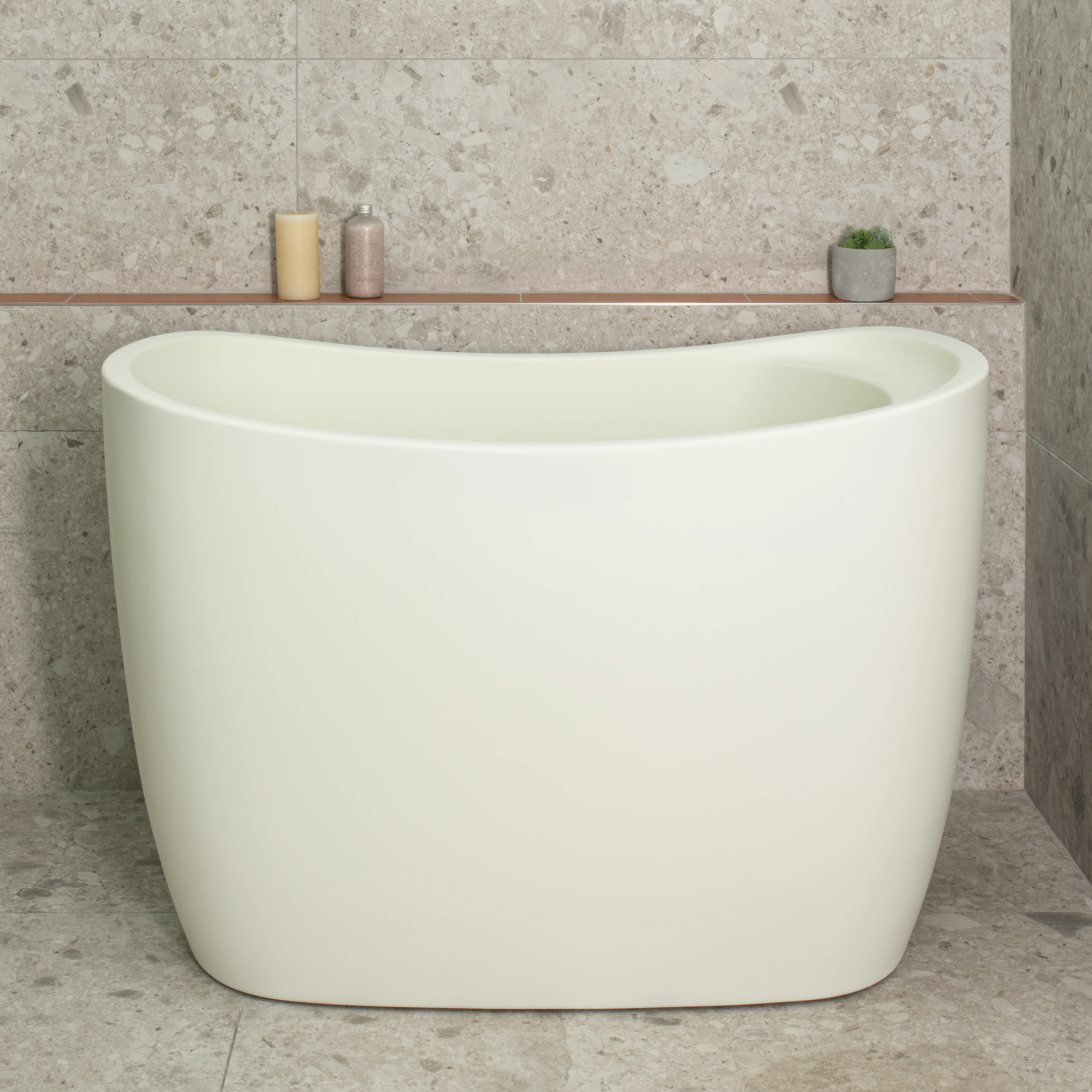 Ofuro 1200mm Extra Height Japanese Soaking Freestanding Bath with Seat, Matte Light Pistachio Green - SPECIAL EDITION