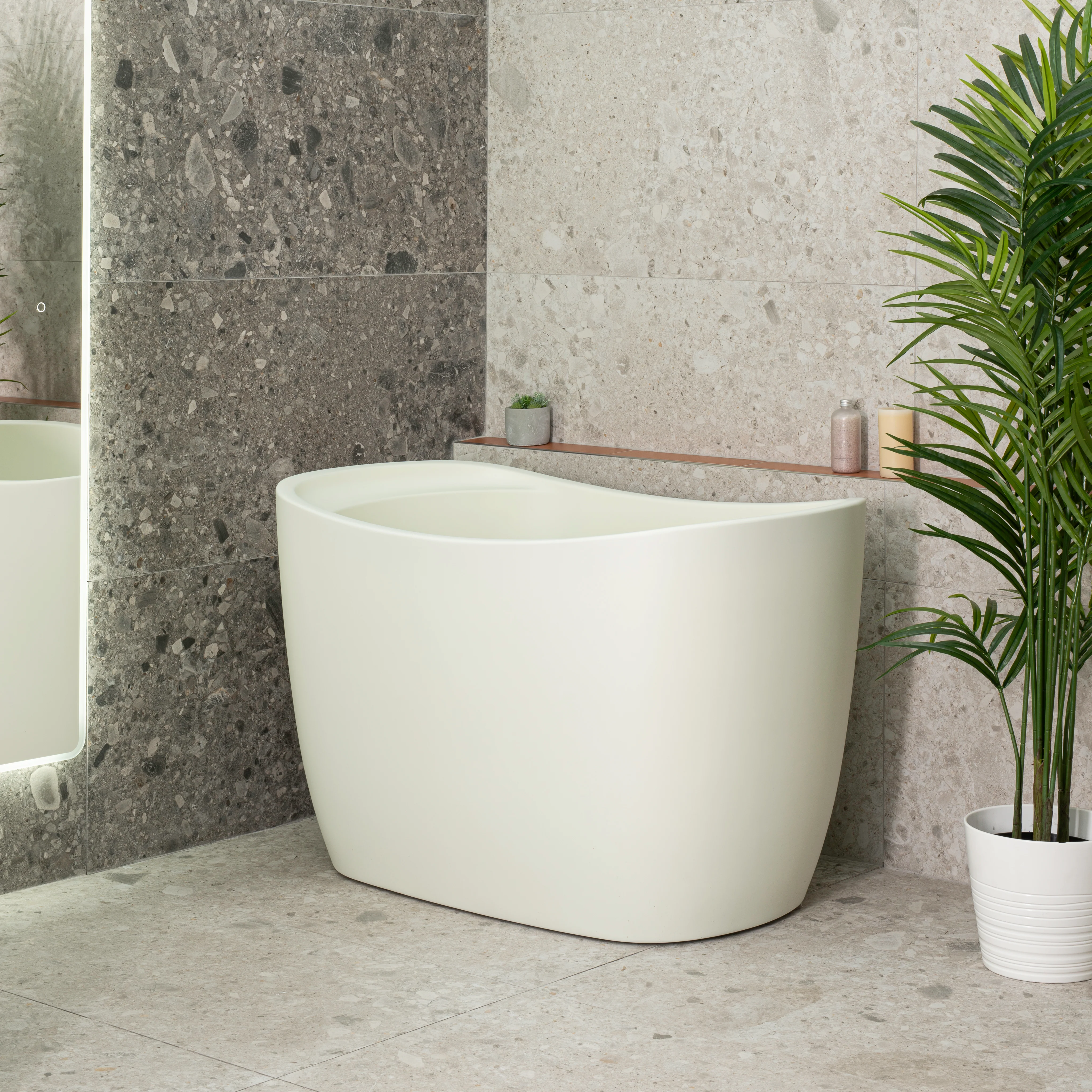Ofuro 1200mm Extra Height Japanese Soaking Freestanding Bath with Seat, Matte Light Pistachio Green - SPECIAL EDITION - Image 3