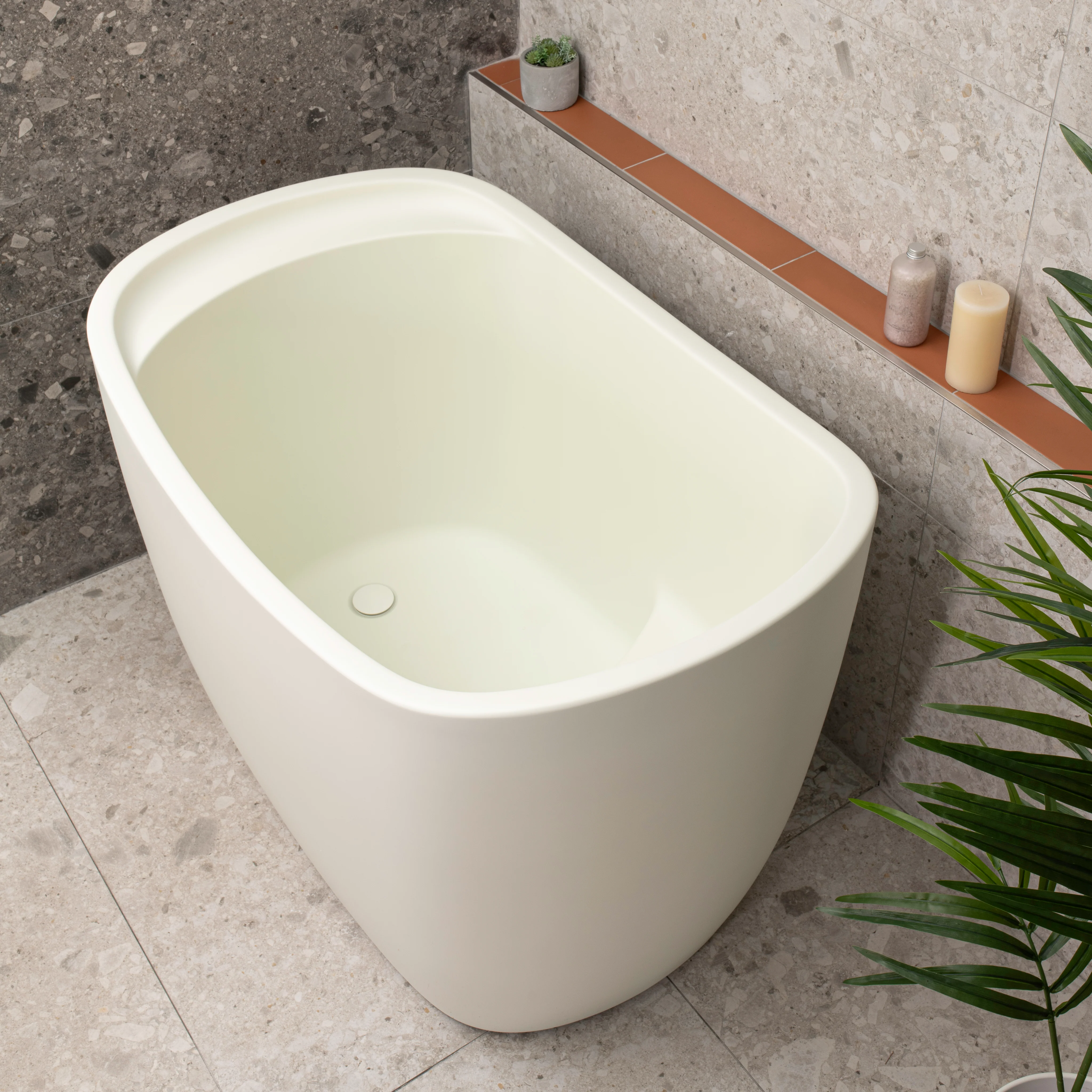 Ofuro 1200mm Extra Height Japanese Soaking Freestanding Bath with Seat, Matte Light Pistachio Green - SPECIAL EDITION - Image 4