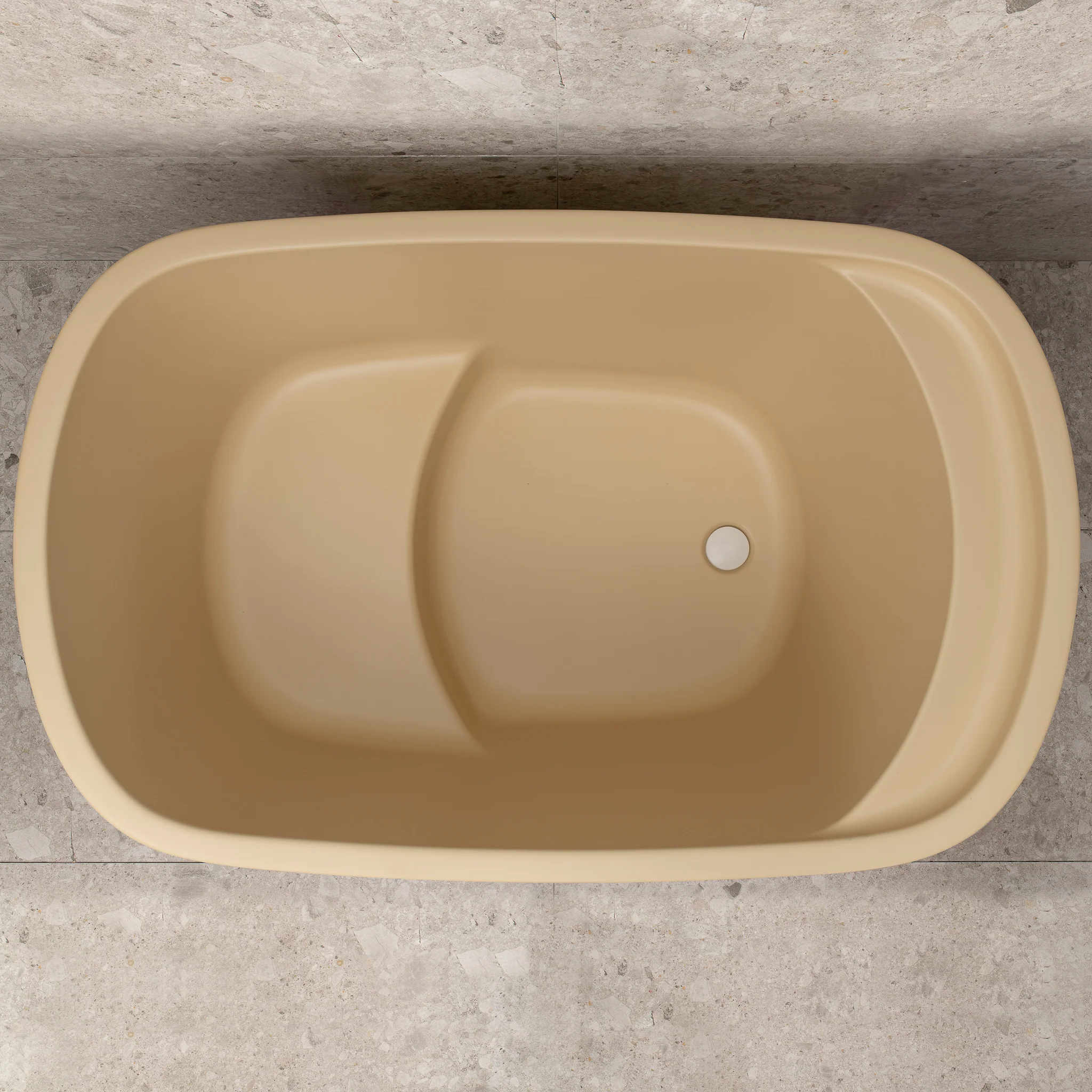 Ofuro 1200mm Extra Height Japanese Soaking Freestanding Bath with Seat, Matte Vanilla Beige - SPECIAL EDITION - Image 6
