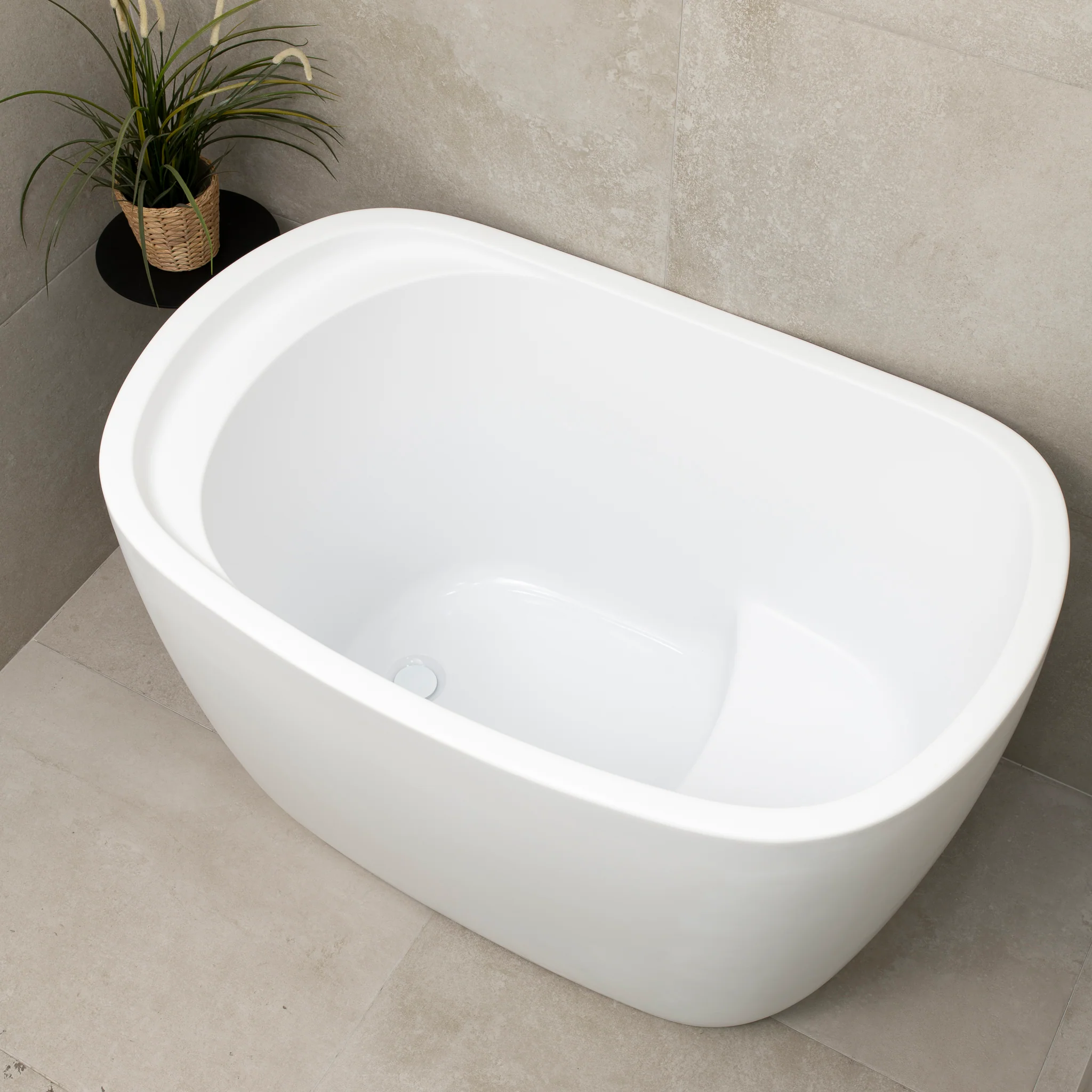 Ofuro 1200mm Extra Height Japanese Soaking Freestanding Bath with Seat, Matte White - Image 6