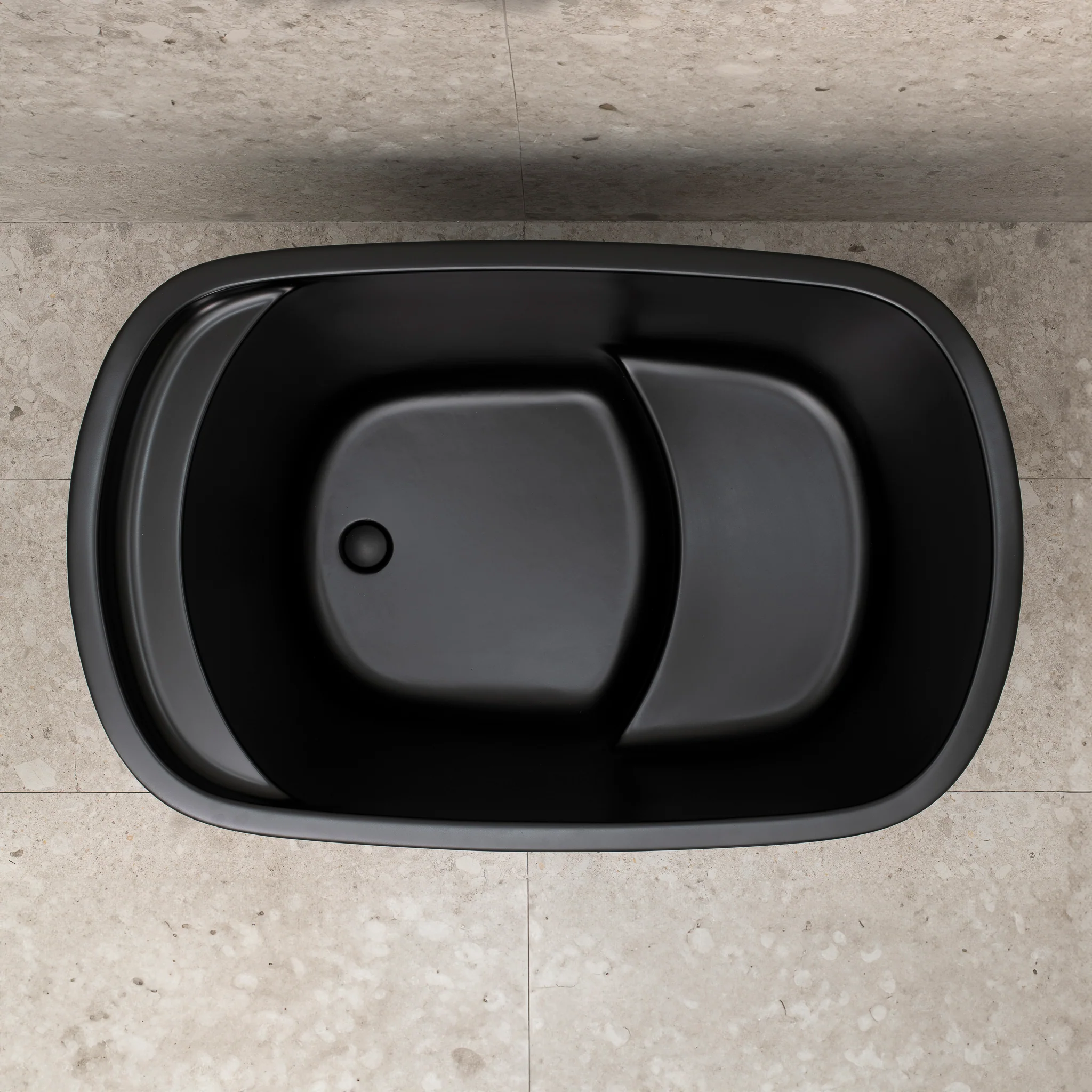Ofuro 1200mm Extra Height Japanese Soaking Freestanding Bath with Seat, Matte Black - Image 6