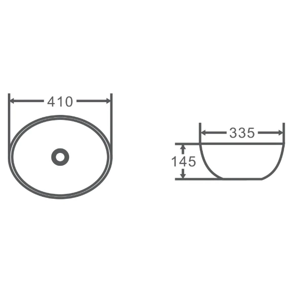 Ovali Above Counter 410mm x 335mm Basin | Gloss White | - Image 3