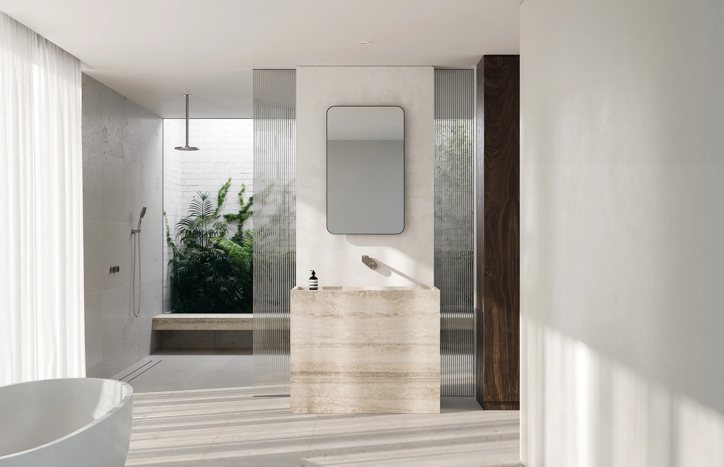 Phoenix Axia Wall Basin/ Bath Mixer Set 200mm | Brushed Nickel | - Image 6