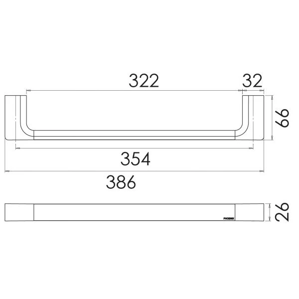 Phoenix Gloss Hand Towel Rail | Matte Black | - Image 2