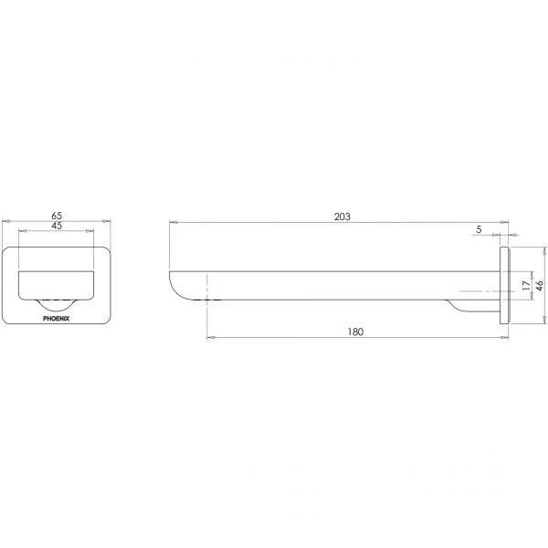 Phoenix Gloss Wall Basin/ Bath Outlet 180mm | Chrome | - Image 2