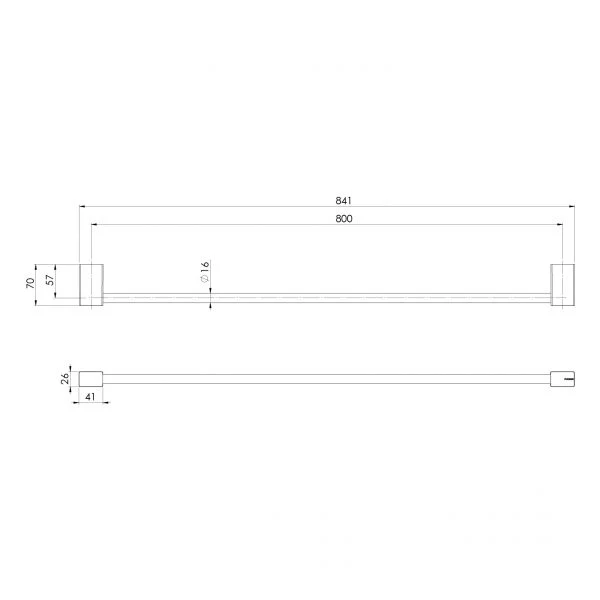 Phoenix Lexi MKII Single Towel Rail 800mm | Matte Black | - Image 2