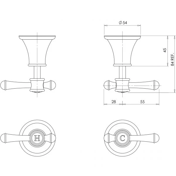 Phoenix Nostalgia Lever Wall Top Assemblies | Brushed Nickel | - Image 2