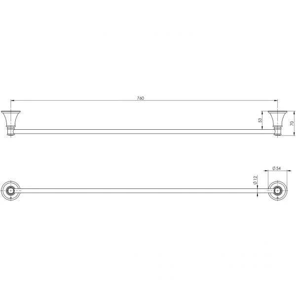 Phoenix Nostalgia Single Towel Rail 760mm | Chrome | - Image 2