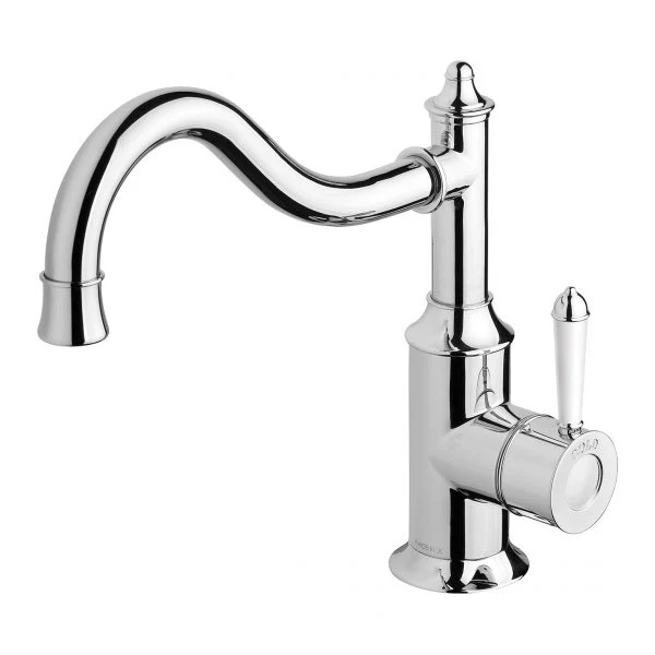 Phoenix Nostalgia Sink Mixer 220mm Shepherds Crook | Chrome/ White |